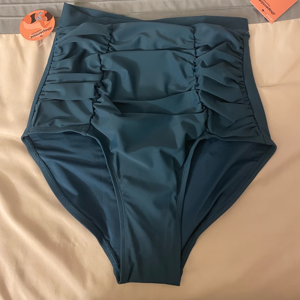 Shapermint High-Waisted Blue Swim Bottoms